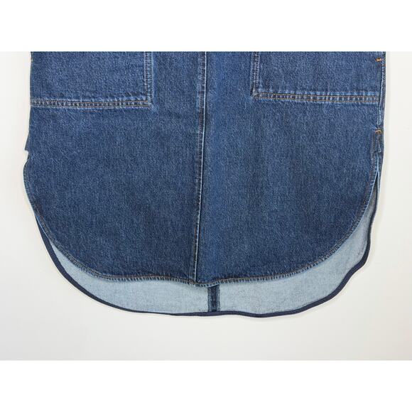 Toteme High Waisted Curved Hem Denim Pencil Midi Skirt Blue Women's Size 40 - Picture 4 of 10